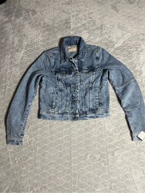 Free People We The Free Cropped Denim Jacket XS Acid Wash NWT